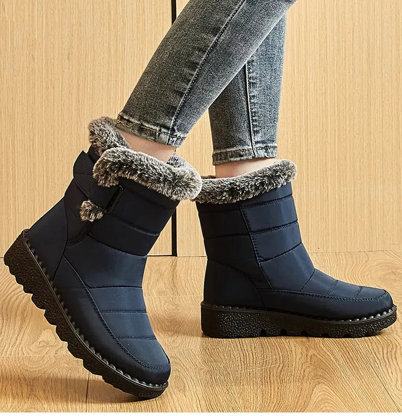 Ankle Low Heels Botas Mujer – Waterproof Snow Boots with Fur, Trendy Winter Women's Boots, Warm Winter Shoes for Women