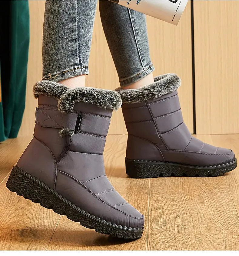 Ankle Low Heels Botas Mujer – Waterproof Snow Boots with Fur, Trendy Winter Women's Boots, Warm Winter Shoes for Women