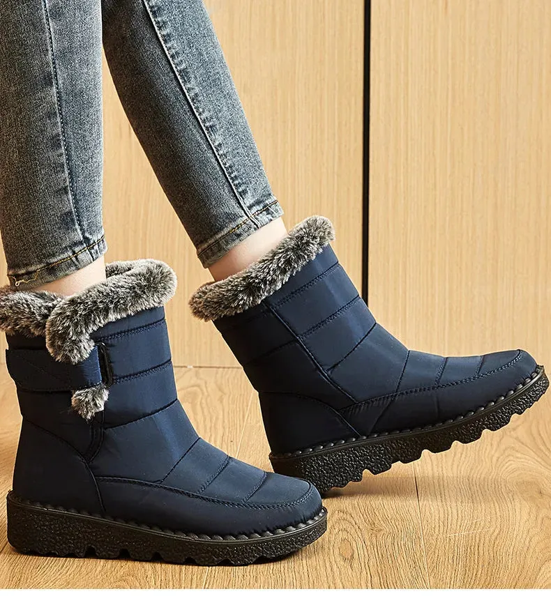 Ankle Low Heels Botas Mujer – Waterproof Snow Boots with Fur, Trendy Winter Women's Boots, Warm Winter Shoes for Women