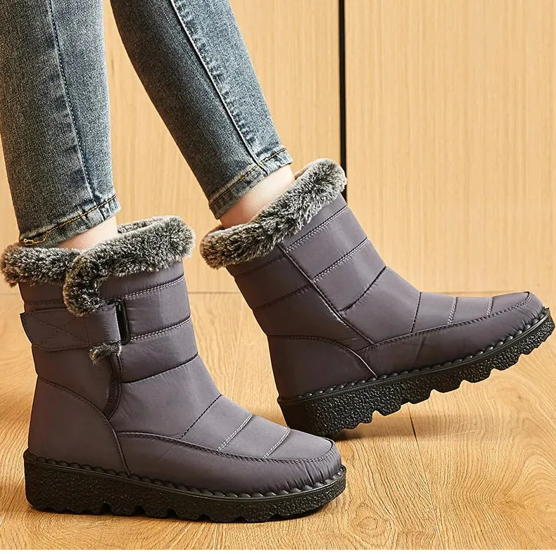 Ankle Low Heels Botas Mujer – Waterproof Snow Boots with Fur, Trendy Winter Women's Boots, Warm Winter Shoes for Women