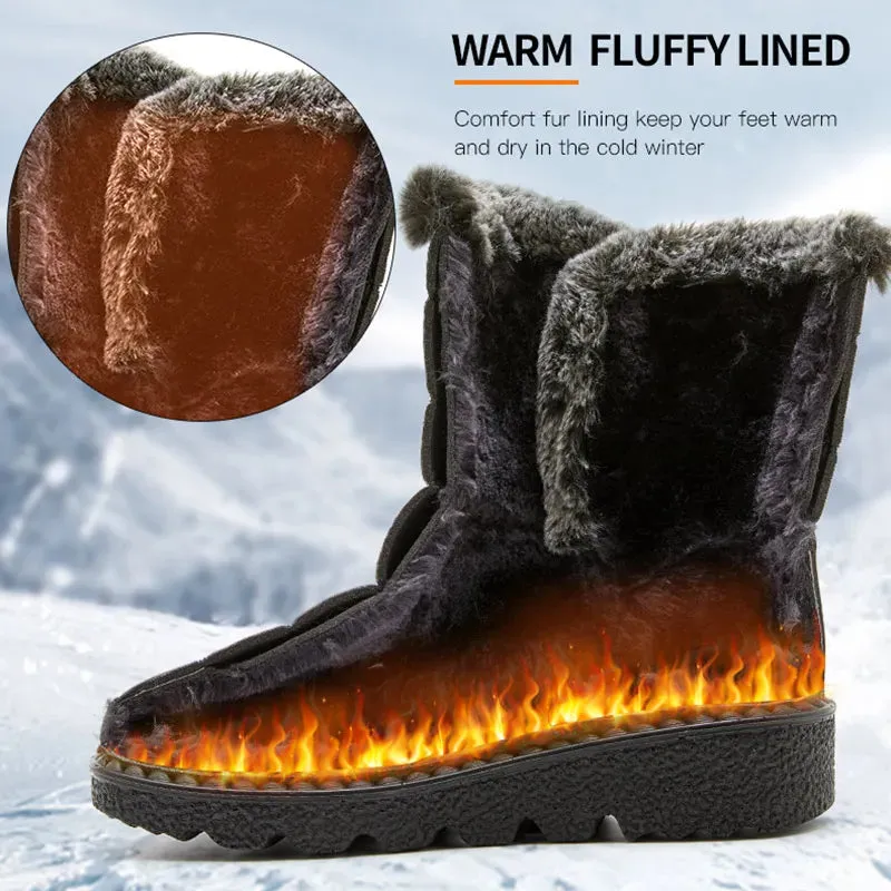 Ankle Low Heels Botas Mujer – Waterproof Snow Boots with Fur, Trendy Winter Women's Boots, Warm Winter Shoes for Women