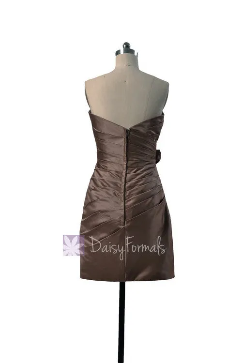 Banana Party Dress Cocktail Satin Bridesmaid Dress Short Sweetheart Dress (BM2450)
