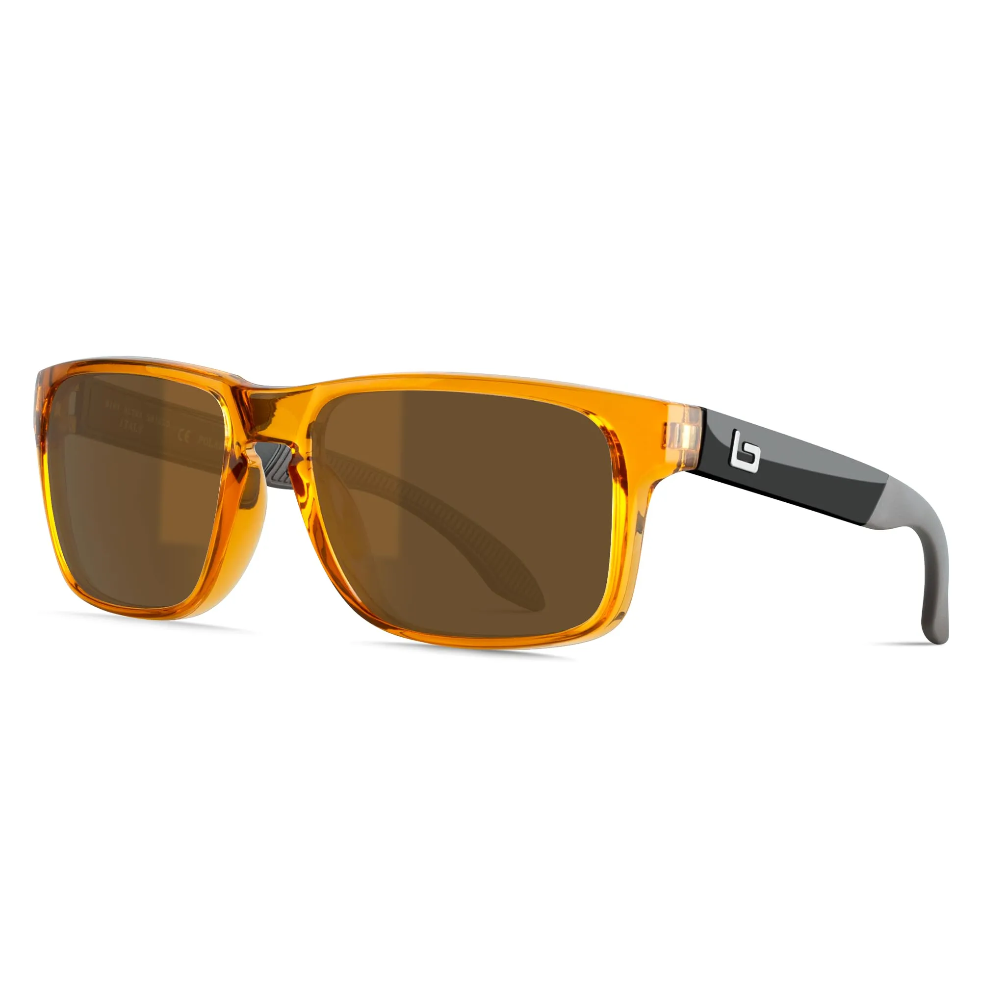 Bnus italy made classic sunglasses corning real glass lens w. polarized option (B7066 Crystal Brown / B15 Polarized, Glass Lens)