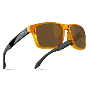 Bnus italy made classic sunglasses corning real glass lens w. polarized option (B7066 Crystal Brown / B15 Polarized, Glass Lens)