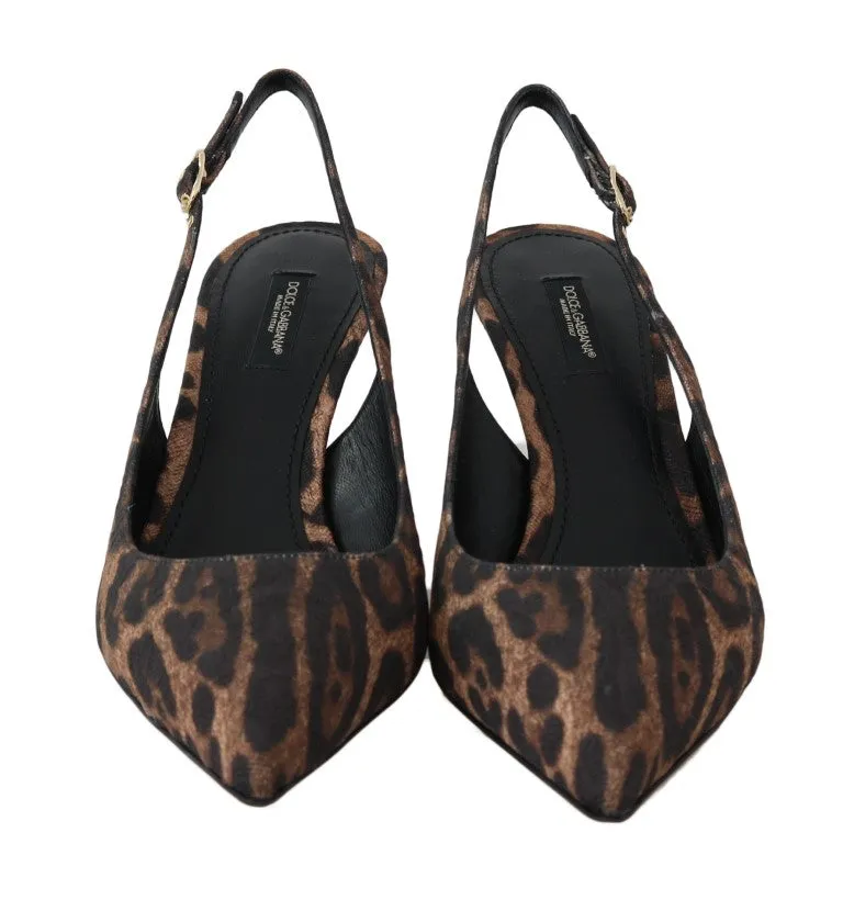 Brown Leopard Brocade Slingbacks Shoes