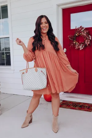 Brylee Swiss Dot Tunic Dress - Dusty Peach