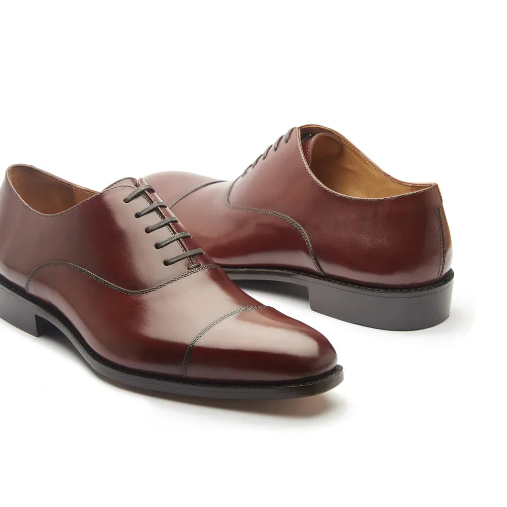 Burgundy Leather Woodford Balmoral Toe Cap Oxfords - Formal Shoes
