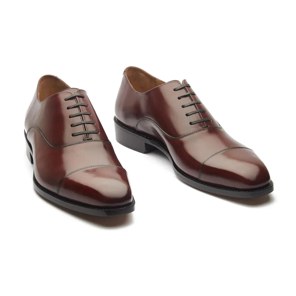 Burgundy Leather Woodford Balmoral Toe Cap Oxfords - Formal Shoes