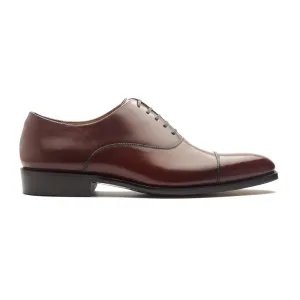 Burgundy Leather Woodford Balmoral Toe Cap Oxfords - Formal Shoes