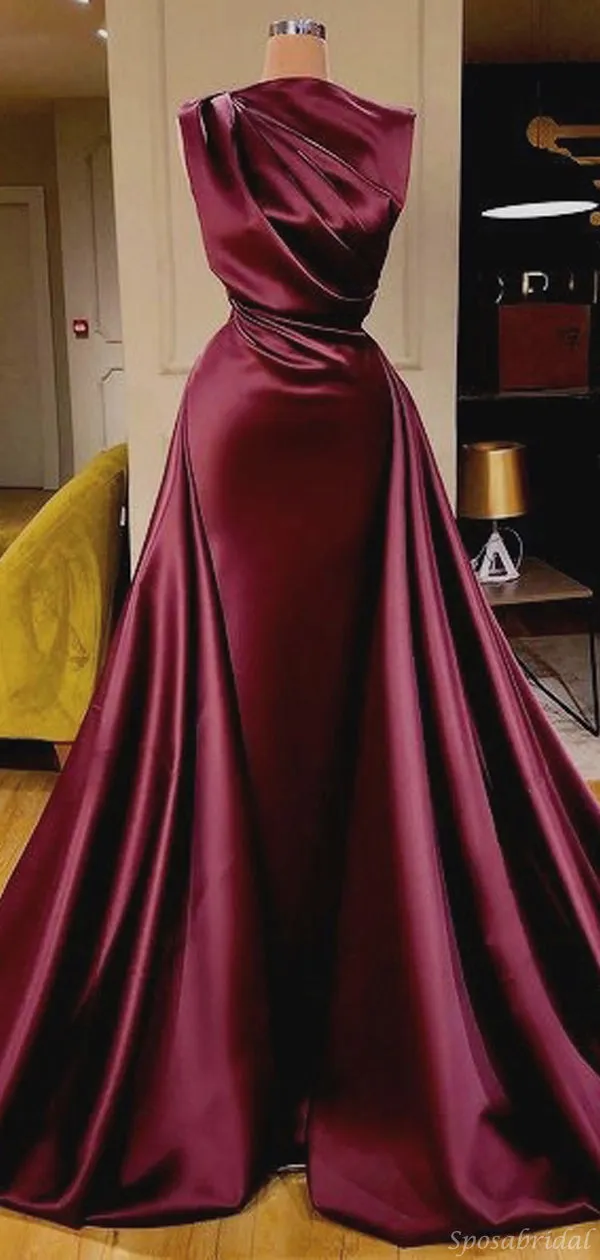 Cheap Simple High Neck Sleeveless Long Fashion Prom Dresses PD2147