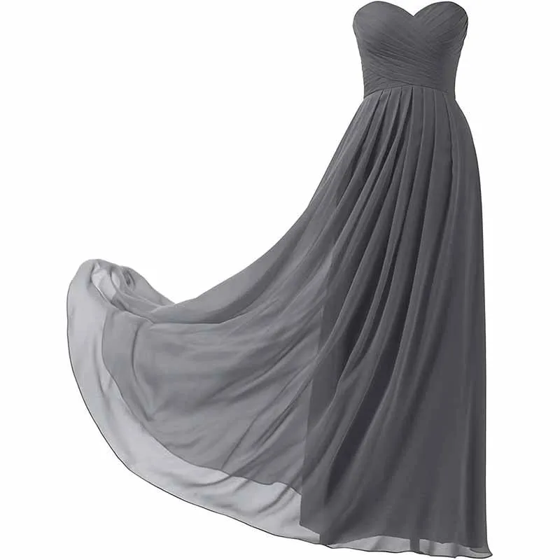 Chiffon Bridesmaid Dresses Long Strapless Ball Gown Wedding Guest Dress A-Line Formal Evening Dress