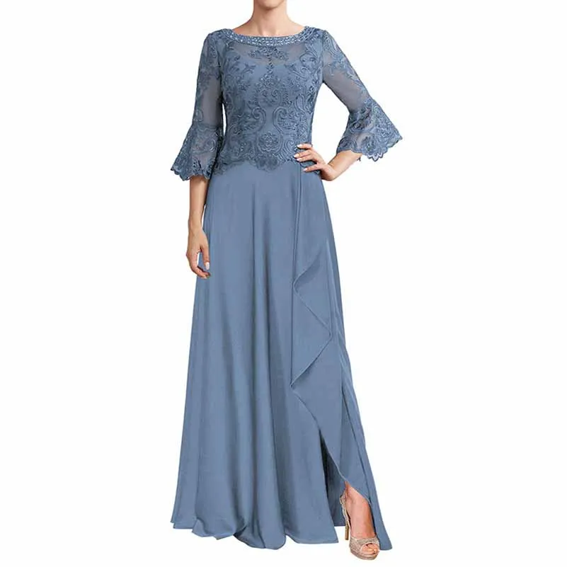 Chiffon Lace Bridesmaid Dress Half Sleeves Mother of the Bride Prom Dress