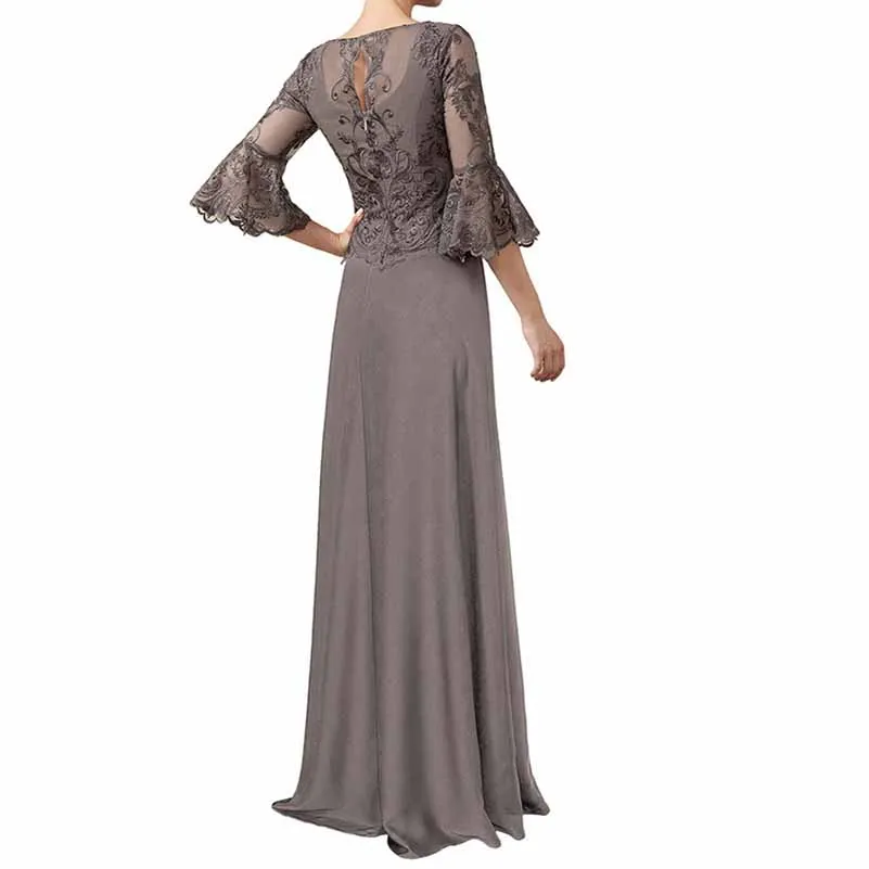 Chiffon Lace Bridesmaid Dress Half Sleeves Mother of the Bride Prom Dress