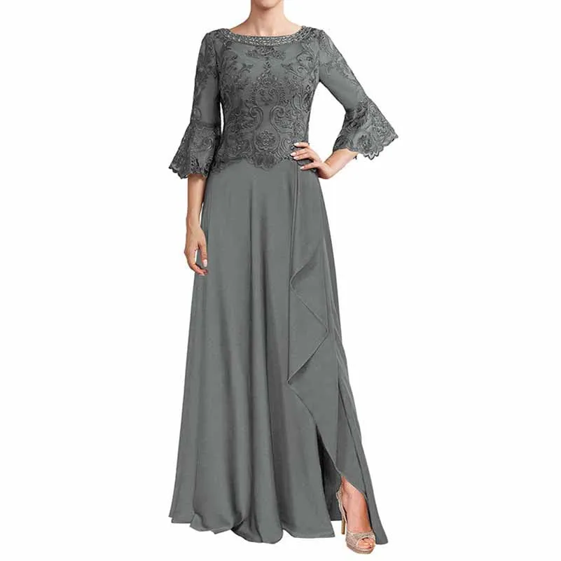 Chiffon Lace Bridesmaid Dress Half Sleeves Mother of the Bride Prom Dress
