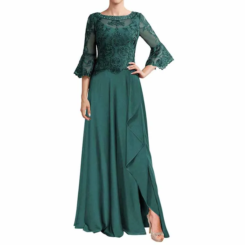 Chiffon Lace Bridesmaid Dress Half Sleeves Mother of the Bride Prom Dress