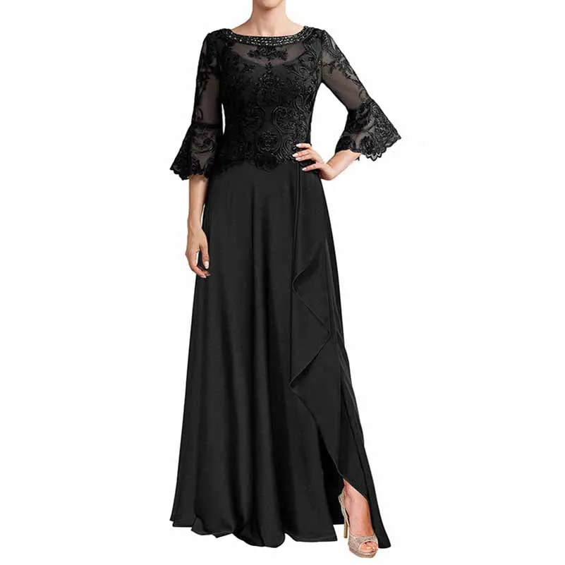 Chiffon Lace Bridesmaid Dress Half Sleeves Mother of the Bride Prom Dress