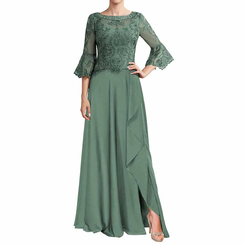 Chiffon Lace Bridesmaid Dress Half Sleeves Mother of the Bride Prom Dress