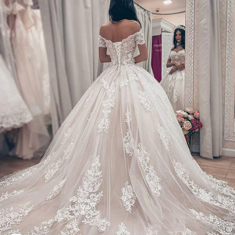Custom Off the Shoulder Lace Unique Deisgn High Quality Modest Long Popular Wedding Dresses, WD00340