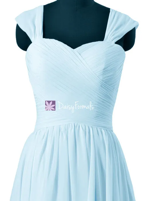 Elegant Ice Blue Party Dress Short Knee Length Blue Bridesmaids Dress (BM800S)