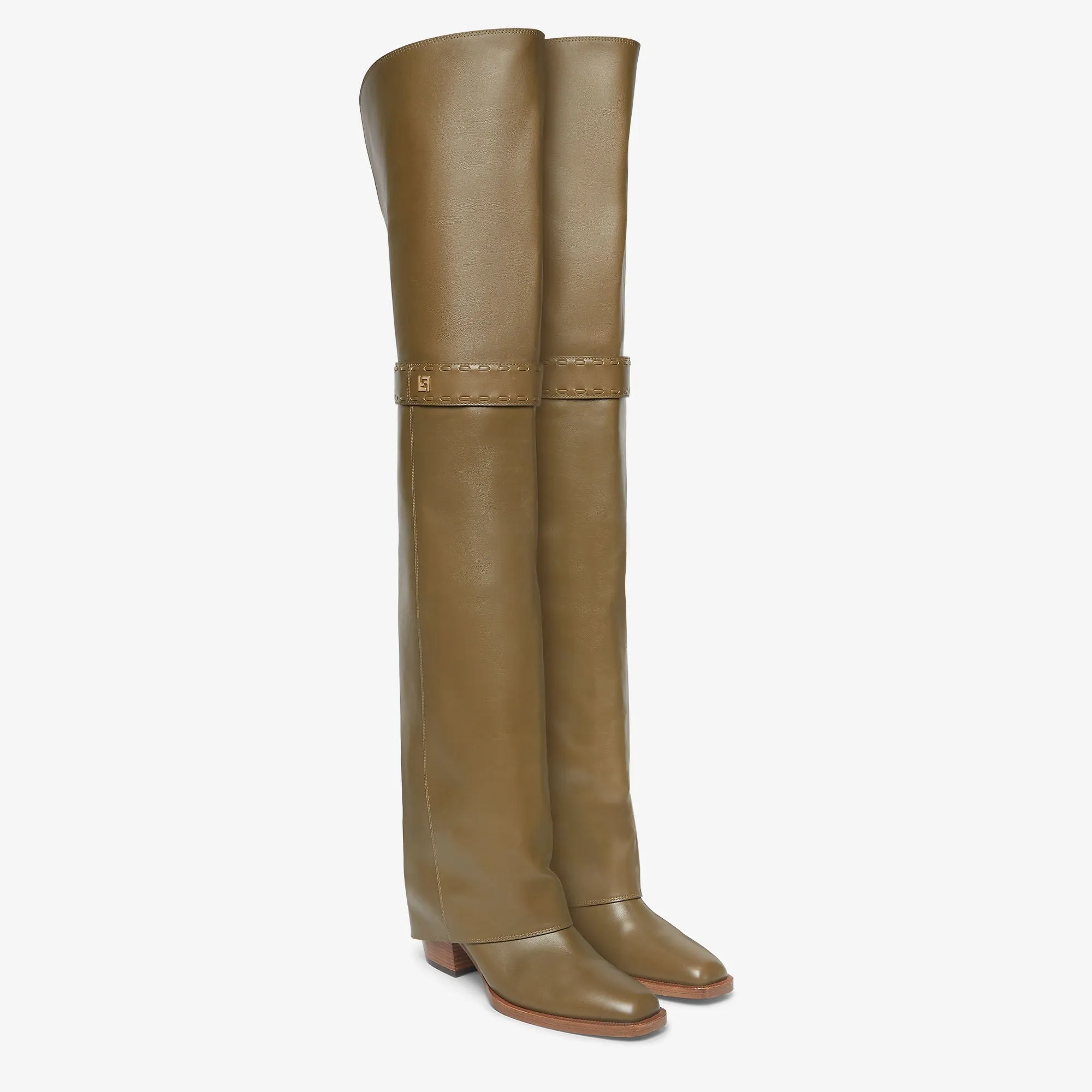 Fendi Show Medium-Heeled Thigh-High Boots