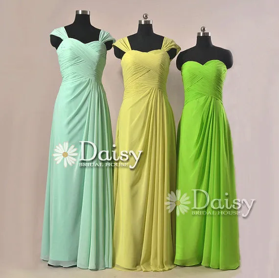 Floor Length Chiffon Bridesmaid Dress W/ Straps Mint Formal Dress(BM732L)