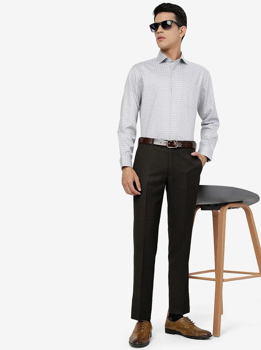 Grey Checked Regular Fit Formal Shirt | JadeBlue