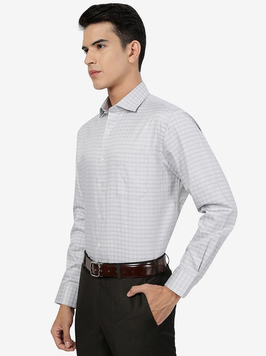 Grey Checked Regular Fit Formal Shirt | JadeBlue