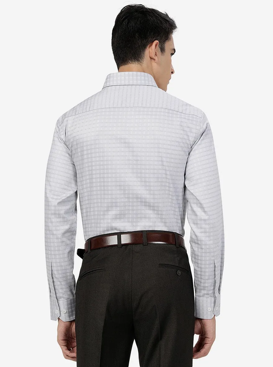 Grey Checked Regular Fit Formal Shirt | JadeBlue