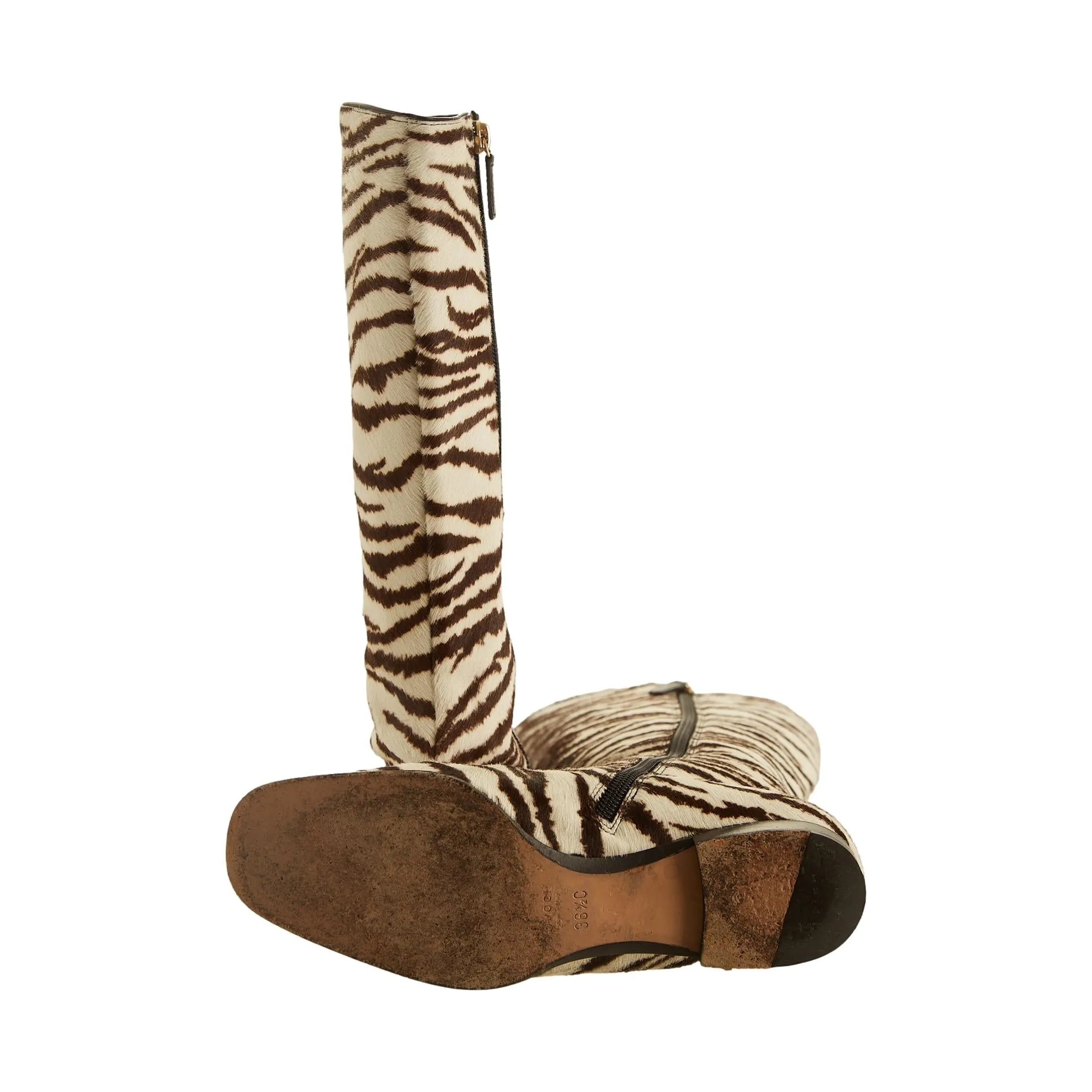 Gucci Zebra Print Knee-High Boots