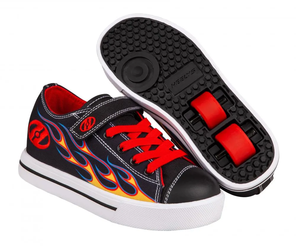 Heelys Snazzy X2 Shoes - Black/Yellow/Red Flame