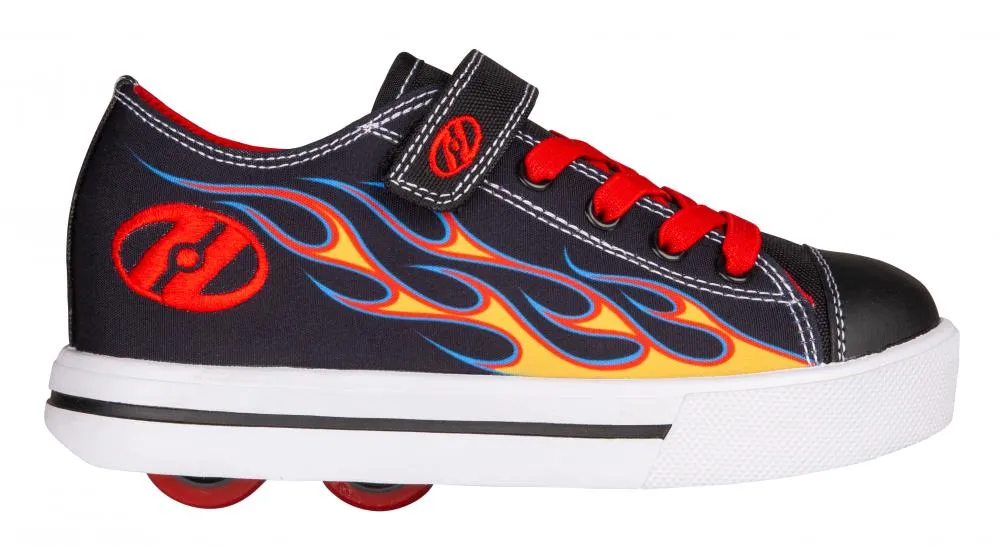 Heelys Snazzy X2 Shoes - Black/Yellow/Red Flame