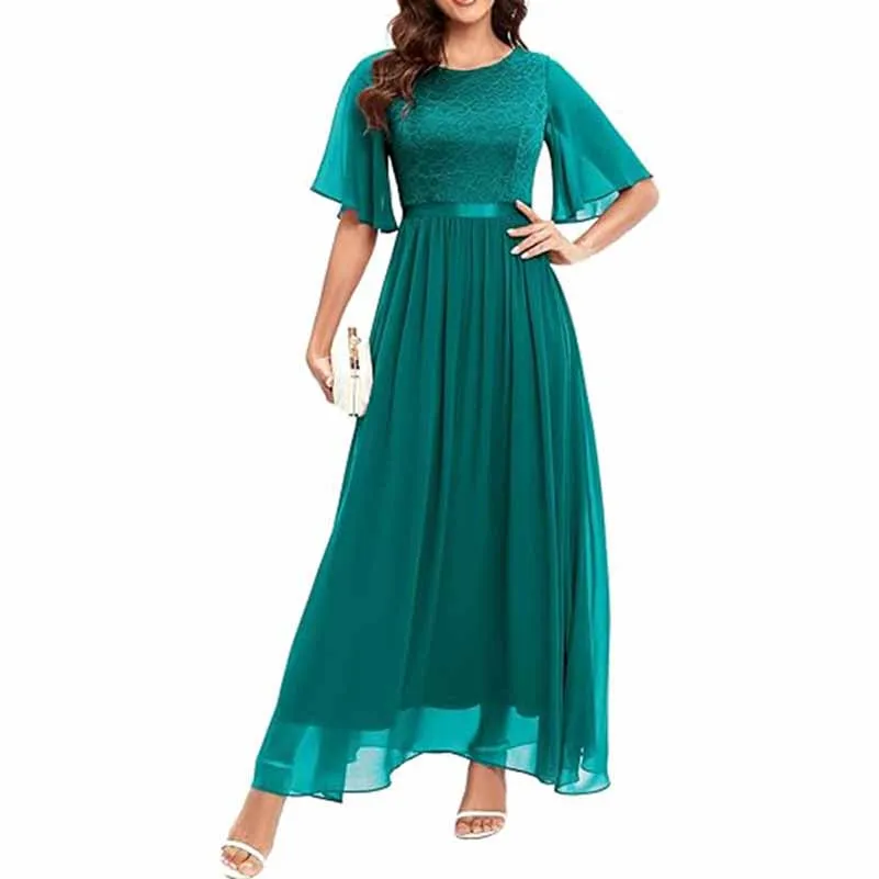 Junior Bridesmaid Dress Short Sleeves Lace Wedding Guest Dress