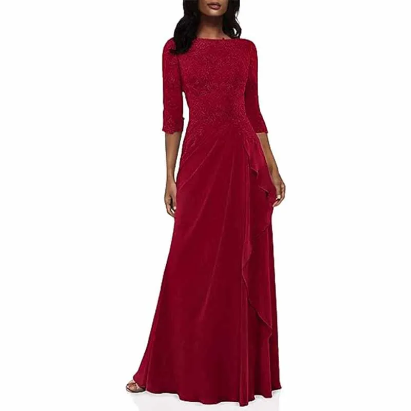 Lace Bridesmaid Dress With Sleeves Mother of the bridal Dress long prom dress