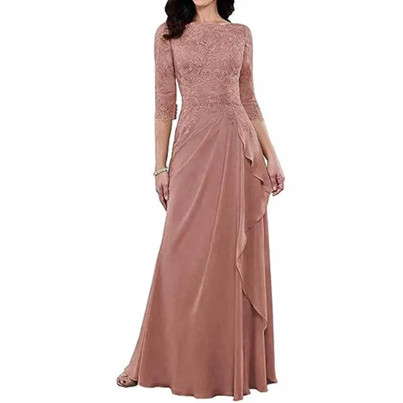Lace Bridesmaid Dress With Sleeves Mother of the bridal Dress long prom dress