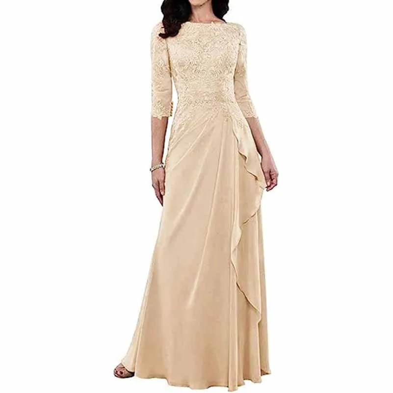 Lace Bridesmaid Dress With Sleeves Mother of the bridal Dress long prom dress