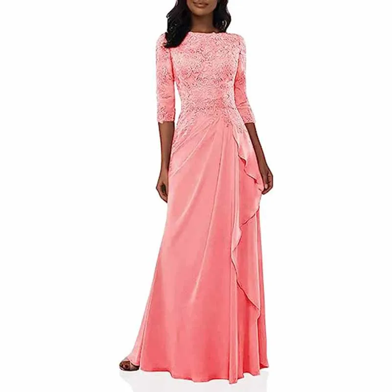 Lace Bridesmaid Dress With Sleeves Mother of the bridal Dress long prom dress