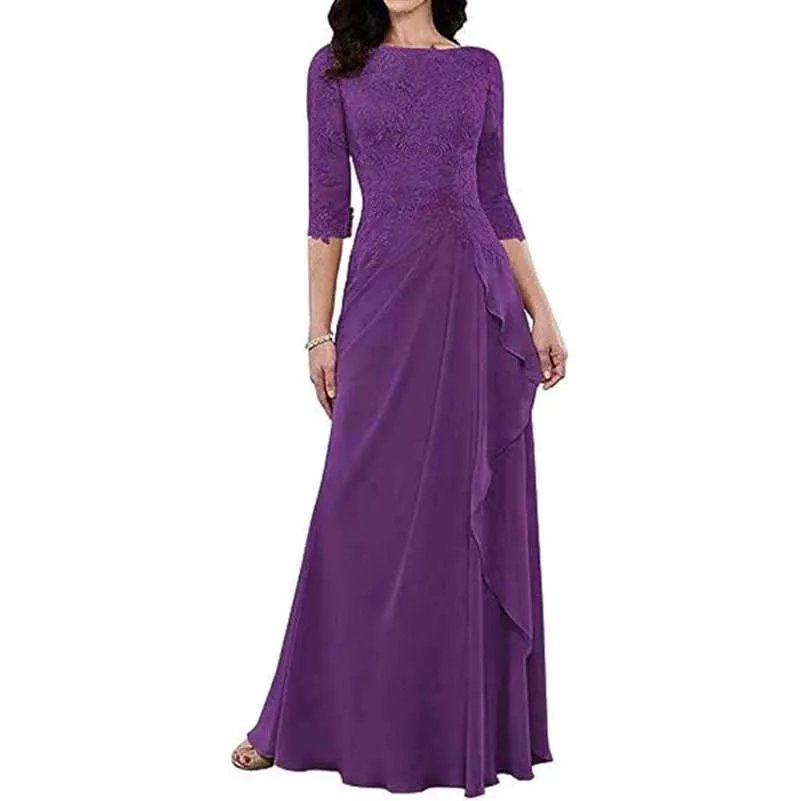 Lace Bridesmaid Dress With Sleeves Mother of the bridal Dress long prom dress