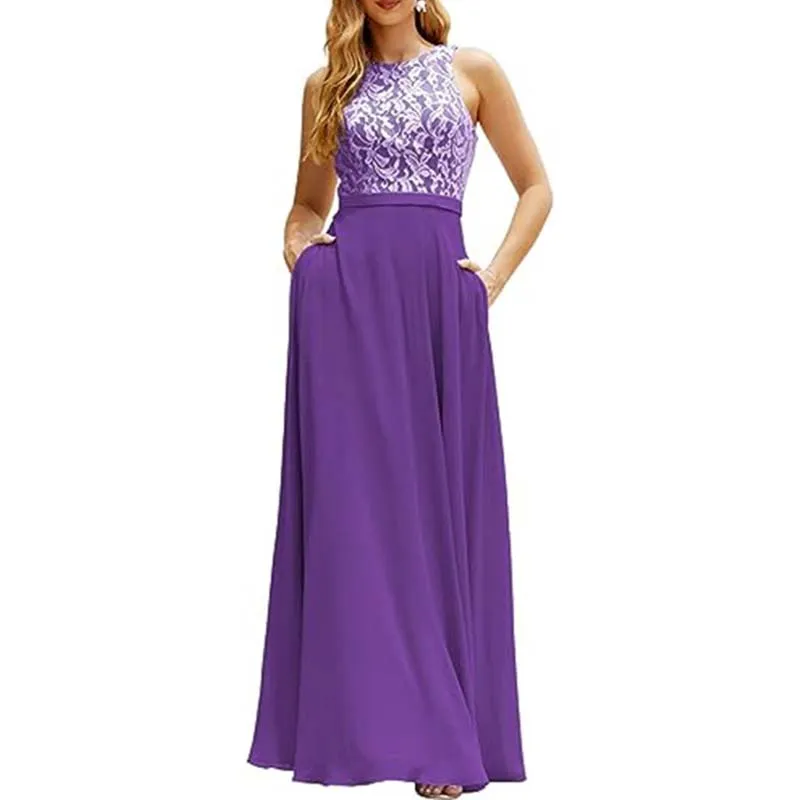 Lace Vintage Bridesmaid Dress Wedding Long Chiffon Prom Dress Homecoming Dress