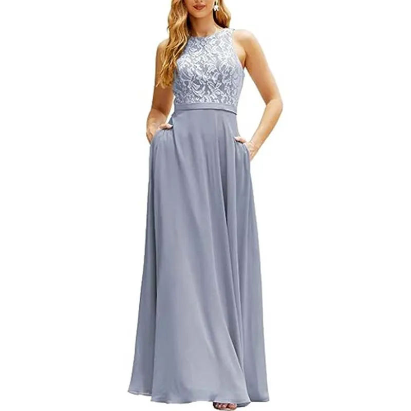 Lace Vintage Bridesmaid Dress Wedding Long Chiffon Prom Dress Homecoming Dress