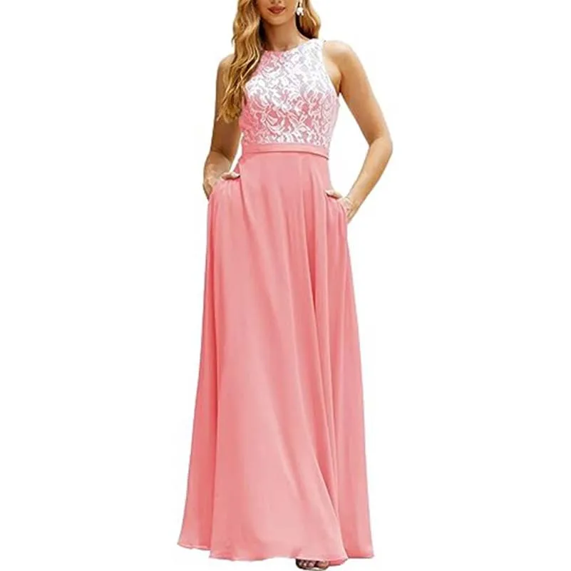 Lace Vintage Bridesmaid Dress Wedding Long Chiffon Prom Dress Homecoming Dress
