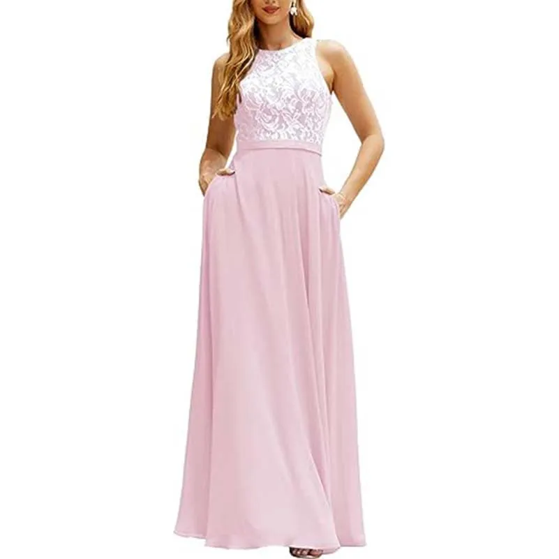 Lace Vintage Bridesmaid Dress Wedding Long Chiffon Prom Dress Homecoming Dress