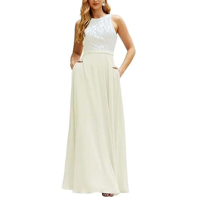 Lace Vintage Bridesmaid Dress Wedding Long Chiffon Prom Dress Homecoming Dress
