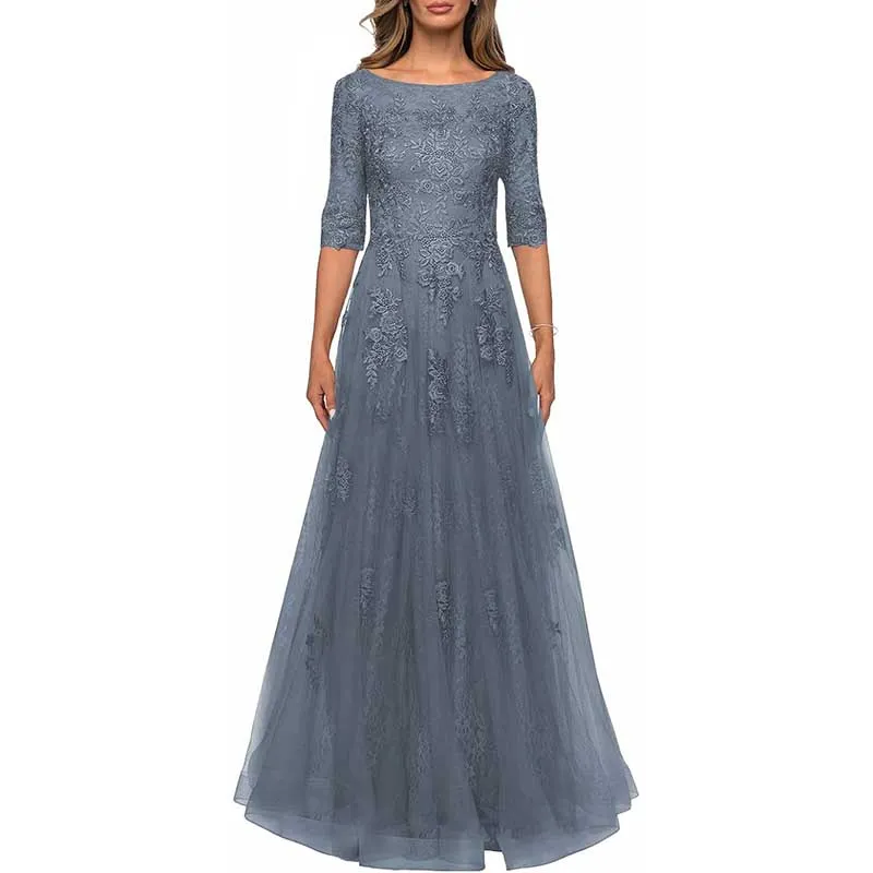 Lace Vintage Mother Of The Dress 3/4 Sleeves Gown Prom Long Wedding Guest Dress