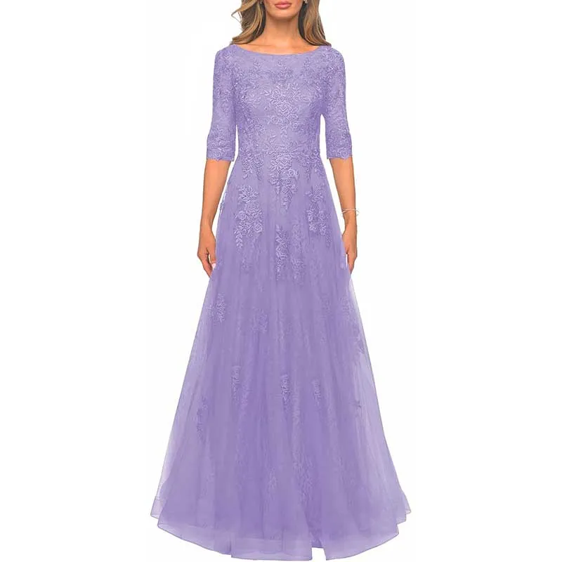 Lace Vintage Mother Of The Dress 3/4 Sleeves Gown Prom Long Wedding Guest Dress