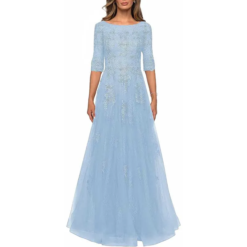 Lace Vintage Mother Of The Dress 3/4 Sleeves Gown Prom Long Wedding Guest Dress