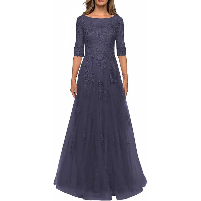 Lace Vintage Mother Of The Dress 3/4 Sleeves Gown Prom Long Wedding Guest Dress