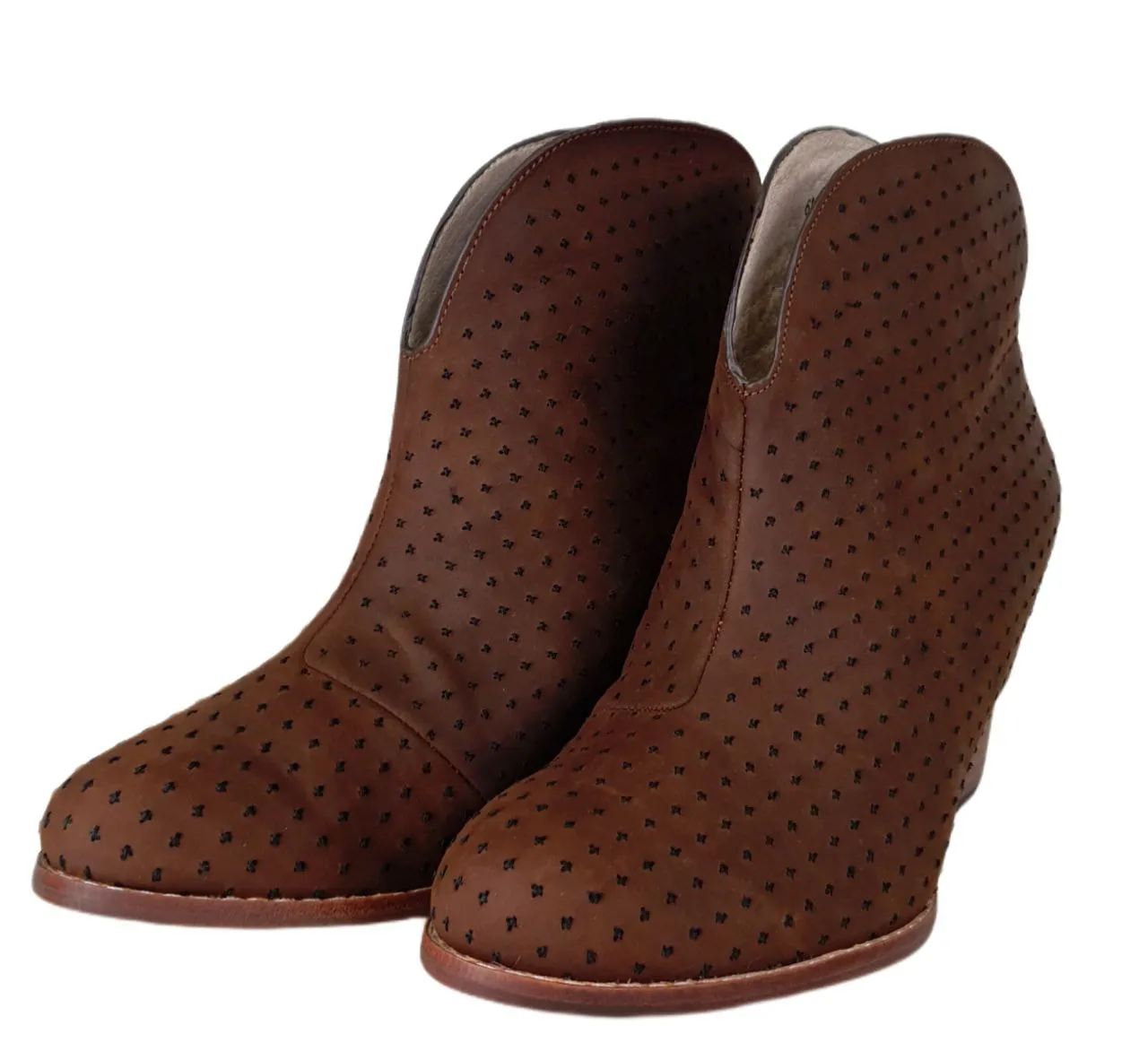 MATT BERNSON Women's Brown Umber Oiled Lether Flores Booties #MB014 6 NWB