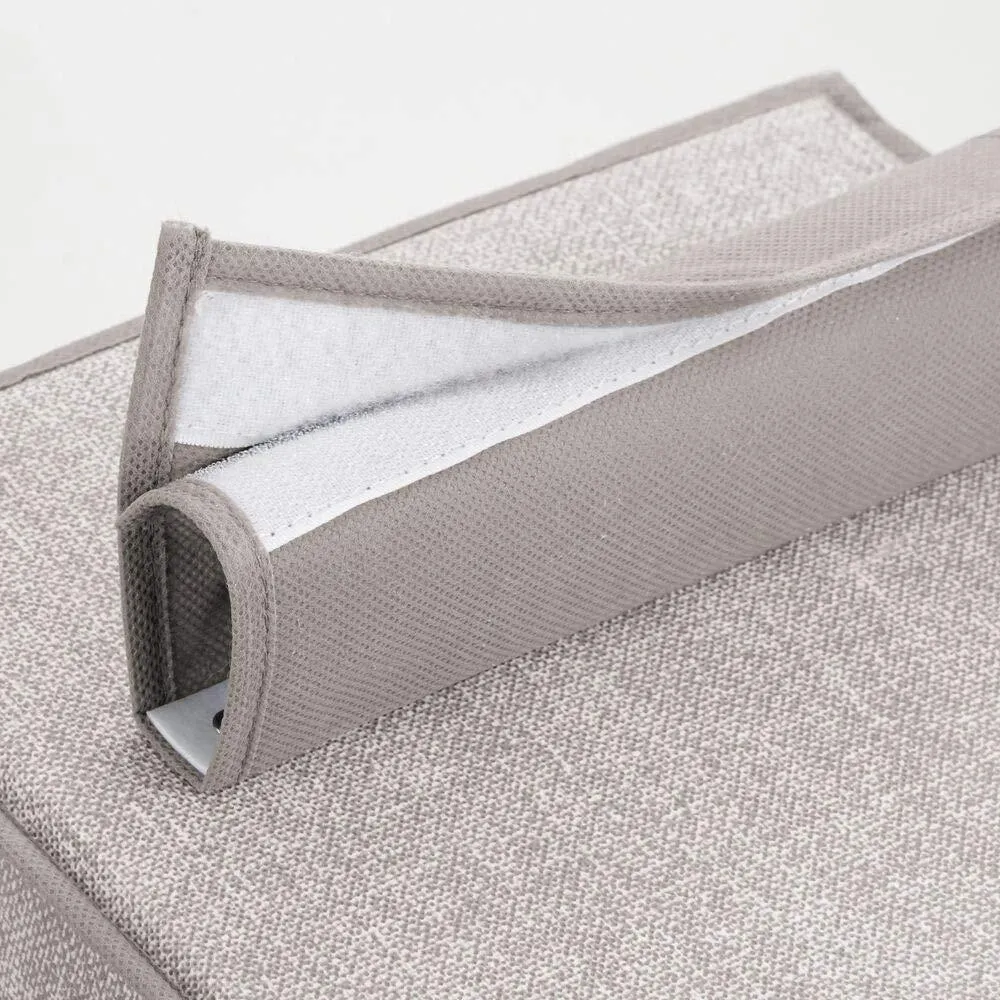 mDesign Soft Fabric Over Closet Rod Hanging Storage Organizer with 7 Shelves and 3 Removable Drawers for Child/Kids Room or Nursery - Textured Print - 2 Pack - Linen/Tan