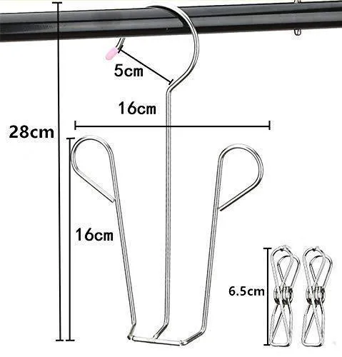 Megoday Classico Stainless Steel Closet Organizer Hanger for Shoes -2 Piece Set, Metal Clothespins & S Hook - 2 Piece Set Free