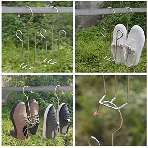 Megoday Classico Stainless Steel Closet Organizer Hanger for Shoes -2 Piece Set, Metal Clothespins & S Hook - 2 Piece Set Free